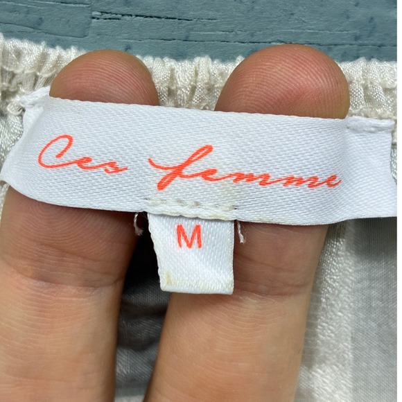 Ces Femme Blouse Women's Medium Cream Square Neck Ruffle Flutter Sleeve Top - Picture 4 of 10